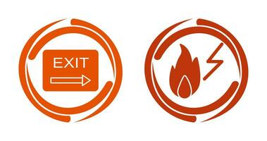 exit and electricity fire Icon vector