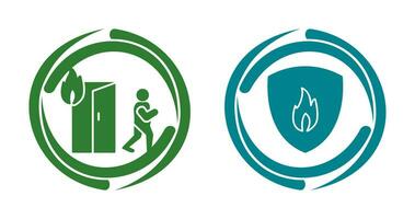 running from fire and fire shield  Icon vector