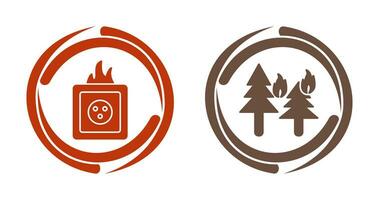fire in forest and fire in socket Icon vector