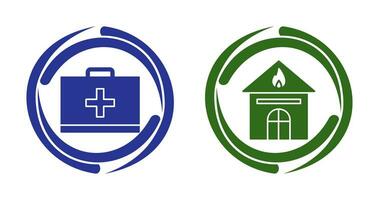 first aid and house on fire Icon vector