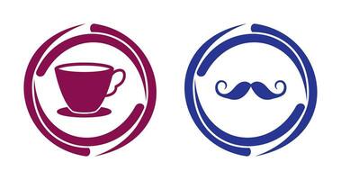 té taza y Bigote icono vector