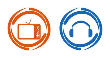 televisión conjunto y auriculares icono vector