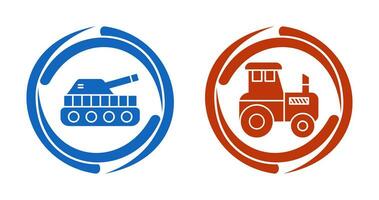 tanque y tractor icono vector