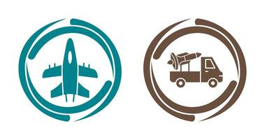 Military Plane and Missile Icon vector