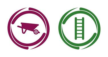 Wheelbarrow and ladder Icon vector