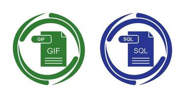GIF and SQL Icon vector