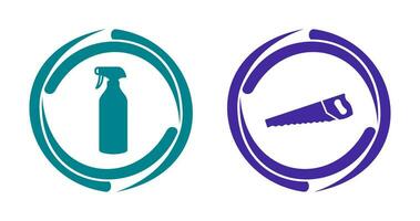 Spray bottle and Handsaw Icon vector