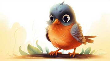 a cute little American Robin in vector style. Generative AI photo