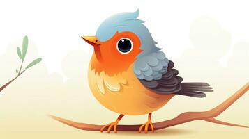 a cute little American Robin in vector style. Generative AI photo