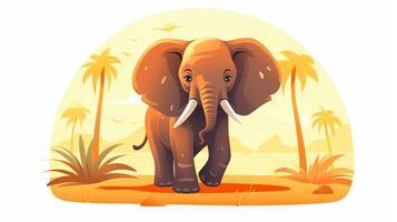 a cute little African Elephant in vector style. Generative AI photo