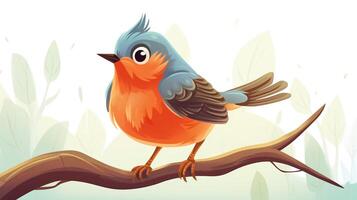 a cute little American Robin in vector style. Generative AI photo