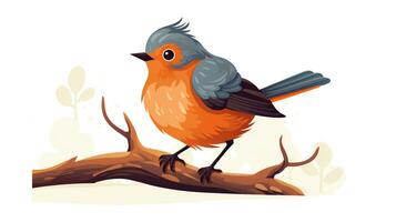 a cute little American Robin in vector style. Generative AI photo