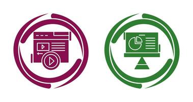 Video Content and Pie Chart Icon vector