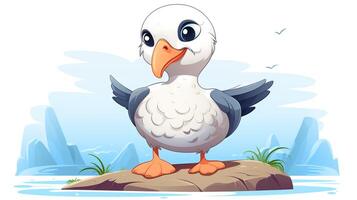 a cute little Albatross in vector style. Generative AI photo