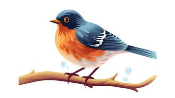 a cute little American Robin in vector style. Generative AI photo