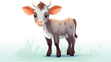 a cute little Zebu in vector style. Generative AI photo