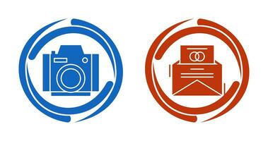 Photo Camera and Invitation Card Icon vector