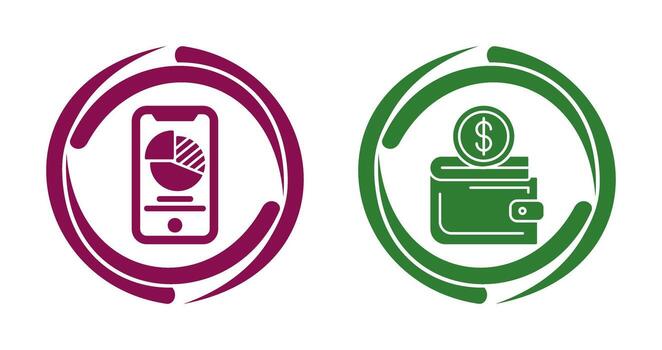 Pie Chart and Wallet Icon vector