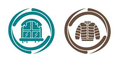 Window and Winter Clothes Icon vector