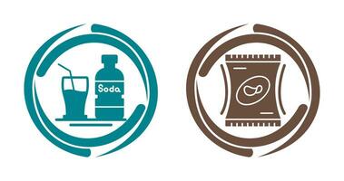 soda y bocadillo icono vector