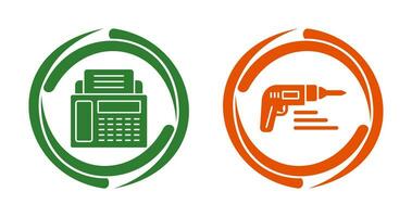 Fax Machine and Drill Icon vector