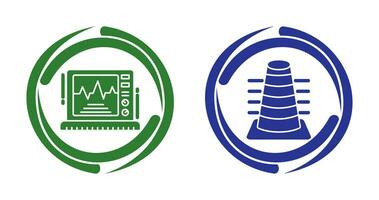 Bollard and Ekg Monitor Icon vector