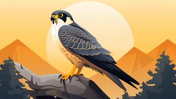 a cute little Peregrine Falcon in vector style. Generative AI photo