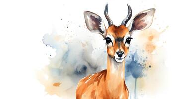 a cute little Gazelle in watercolor style. Generative AI photo