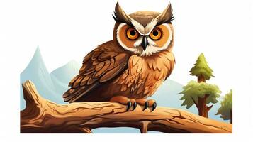 a cute little Great Horned Owl in vector style. Generative AI photo