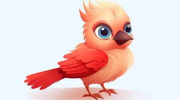 a cute little Northern Cardinal in vector style. Generative AI photo