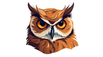 a cute little Great Horned Owl in vector style. Generative AI photo