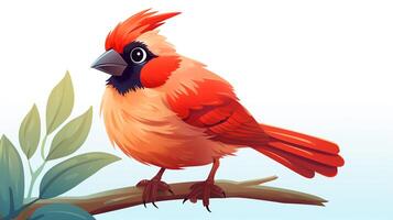 a cute little Northern Cardinal in vector style. Generative AI photo