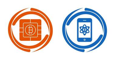 Bitcoin Chip and Mobile Icon vector
