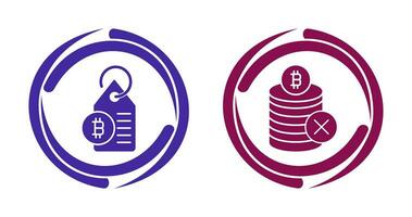 Not Accepted and Bitcoin Label Tag Icon vector