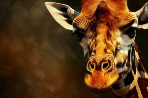 Towering Giraffe animal banner. Generate Ai photo