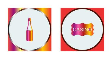 champán botella y casino firmar icono vector