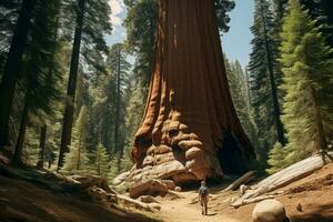 Towering Giant sequoia tree. Generate Ai photo