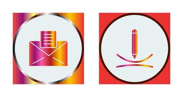 email documents and draw curve Icon vector