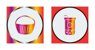 Chocolate Muffin and Chocolate Shake  Icon vector