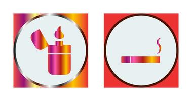 lighter and lit cigarette Icon vector