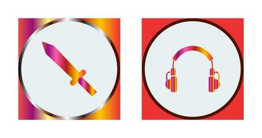 Headphones and Sword Icon vector