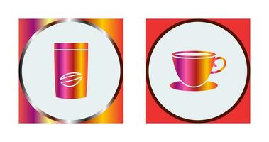 café bolso y té taza icono vector