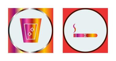 lit cigar and white russian drink  Icon vector