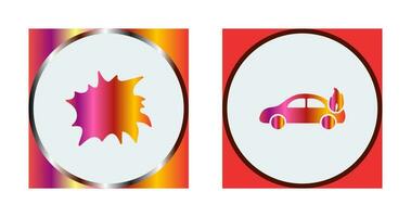 explosion and car on fire  Icon vector