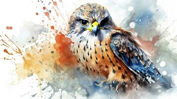 a cute little Falcon in watercolor style. Generative AI photo