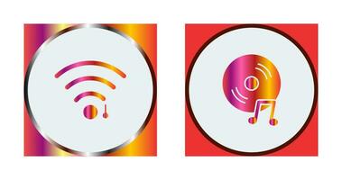 Wifi firmar y música discos compactos icono vector