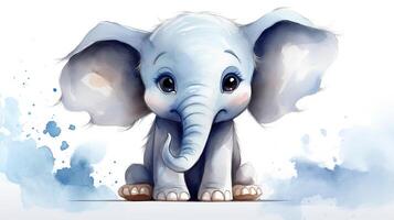 a cute little Elephant in watercolor style. Generative AI photo