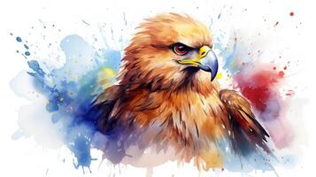 a cute little Eagle in watercolor style. Generative AI photo