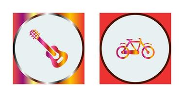 guitarra y bicicleta icono vector