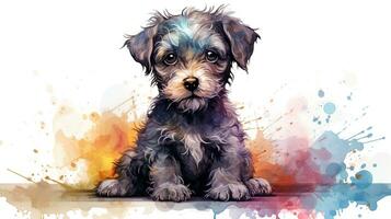 a cute little Dog in watercolor style. Generative AI photo
